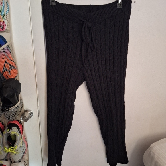 SHEIN 2XL Cable Knit Drop Shoulder Sweater & Knit Pants in Black - Picture 12 of 15